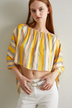 Top in raso - Giallo Beige