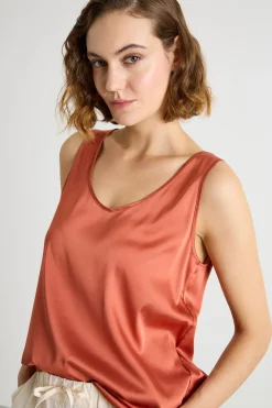 Top in raso leggero stretch - Arancione