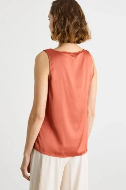 Top in raso leggero stretch - Arancione