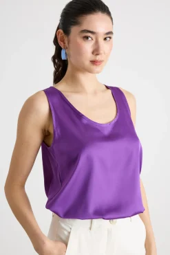 Top in raso leggero stretch - Viola