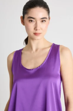 Top in raso leggero stretch - Viola