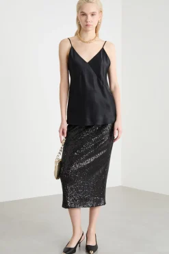Top in raso - Nero