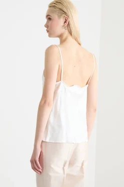 Top in raso ricamato - Bianco