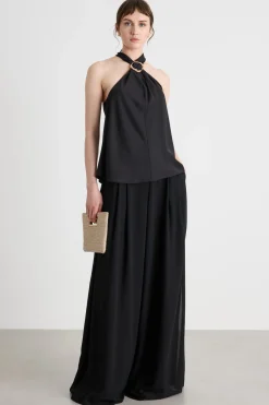 Top in satin leggero - Nero