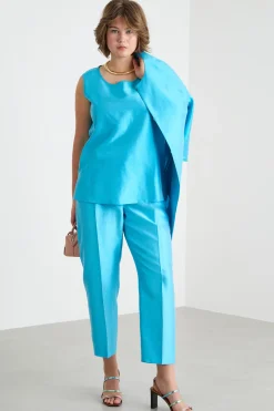 Top in shantung - Azzurro