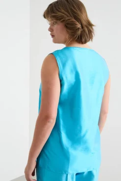 Top in shantung - Azzurro