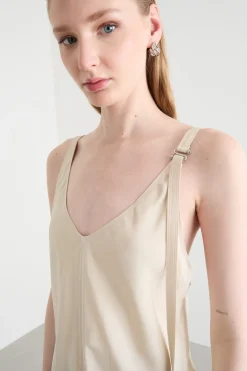 Top in tela con spacchi - Avorio