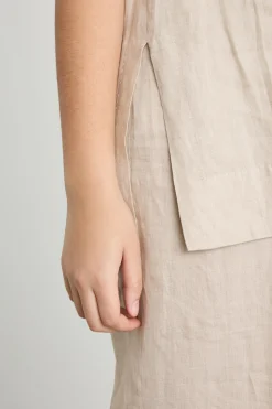 Top in tela con spacchi - Beige