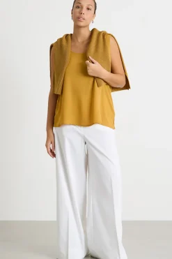 Top in tessuto fluido - Cammello