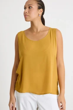 Top in tessuto fluido - Cammello