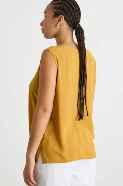 Top in tessuto fluido - Cammello