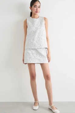 Top in tessuto jacquard - Argento