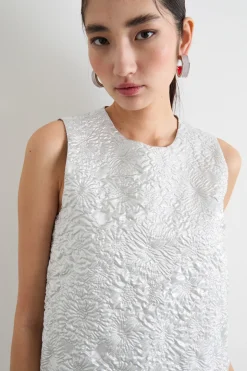 Top in tessuto jacquard - Argento