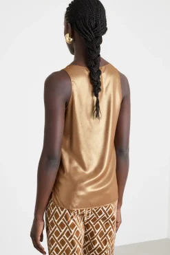 Top in twill laminato - Rame