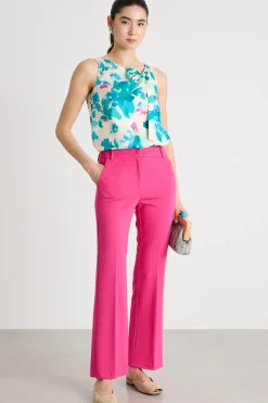 Top in twill stampato - Bianco Azzurro Rosa