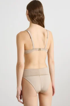 Top mare con anello in jersey - Beige