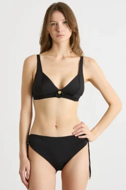 Top mare con anello in jersey - Nero
