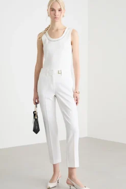 Top smanicato aderente - Bianco