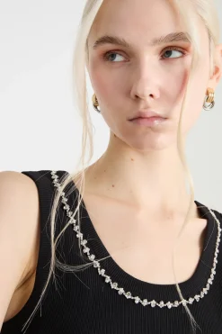 Top smanicato aderente - Nero