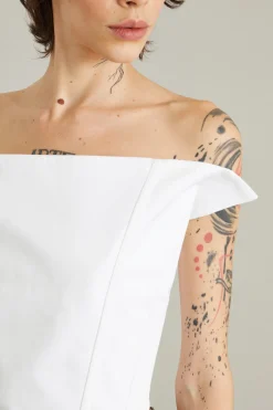Top smanicato asimmetrico - Bianco