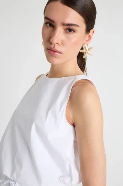 Top smanicato con fondo elastico - Bianco