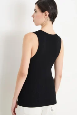 Top smanicato in maglia - Nero