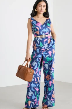 Top smanicato in twill - Blu