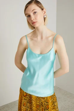 Top sottoveste in pura seta - Acqua Marina