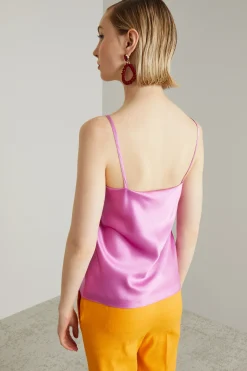 Top sottoveste in pura seta - Rosa