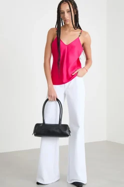Top sottoveste in raso - Fuxia