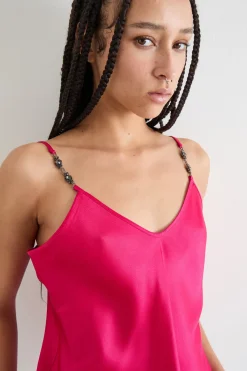 Top sottoveste in raso - Fuxia