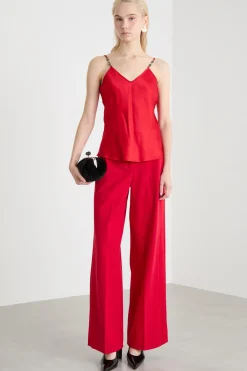 Top sottoveste in raso - Rosso