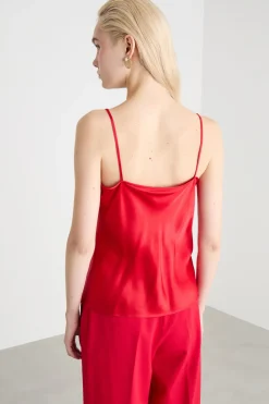 Top sottoveste in raso - Rosso