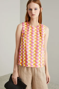 Top stampato - Rosa Giallo Bianco