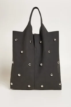 Tote bag con borchie - Nero