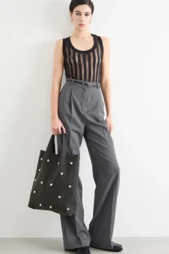 Tote bag con borchie - Nero