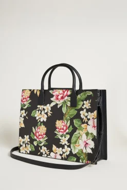 Tote bag in tessuto spalmato - Nero Rosa Verde