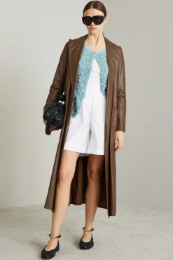 Trench a vestaglia in nappa - Marrone
