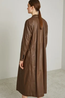 Trench a vestaglia in nappa - Marrone