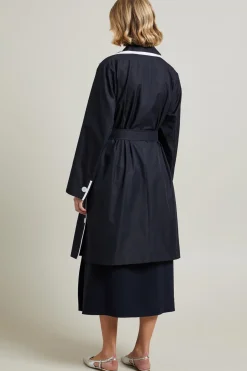 Trench con bordi a contrasto - Blu Bianco