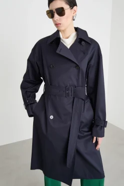Trench corto doppiopetto - Blu