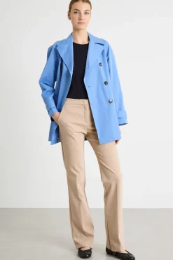Trench corto in gabardina antigoccia - Azzurro
