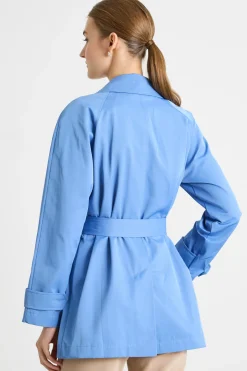Trench corto in gabardina antigoccia - Azzurro