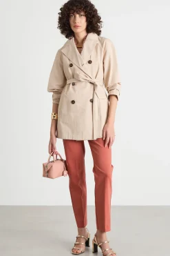 Trench corto in gabardina antigoccia - Beige