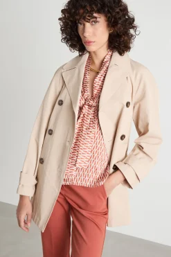 Trench corto in gabardina antigoccia - Beige