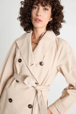Trench corto in gabardina antigoccia - Beige