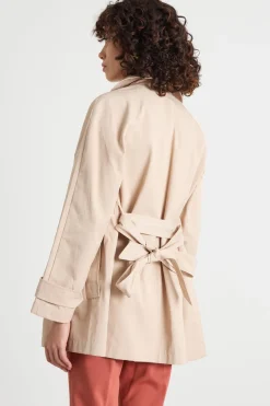 Trench corto in gabardina antigoccia - Beige