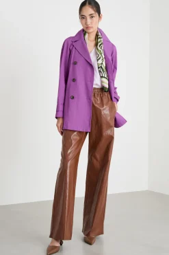 Trench corto in gabardina antigoccia - Viola