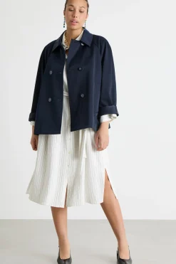 Trench corto in gabardina - Blu