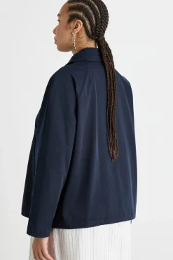Trench corto in gabardina - Blu